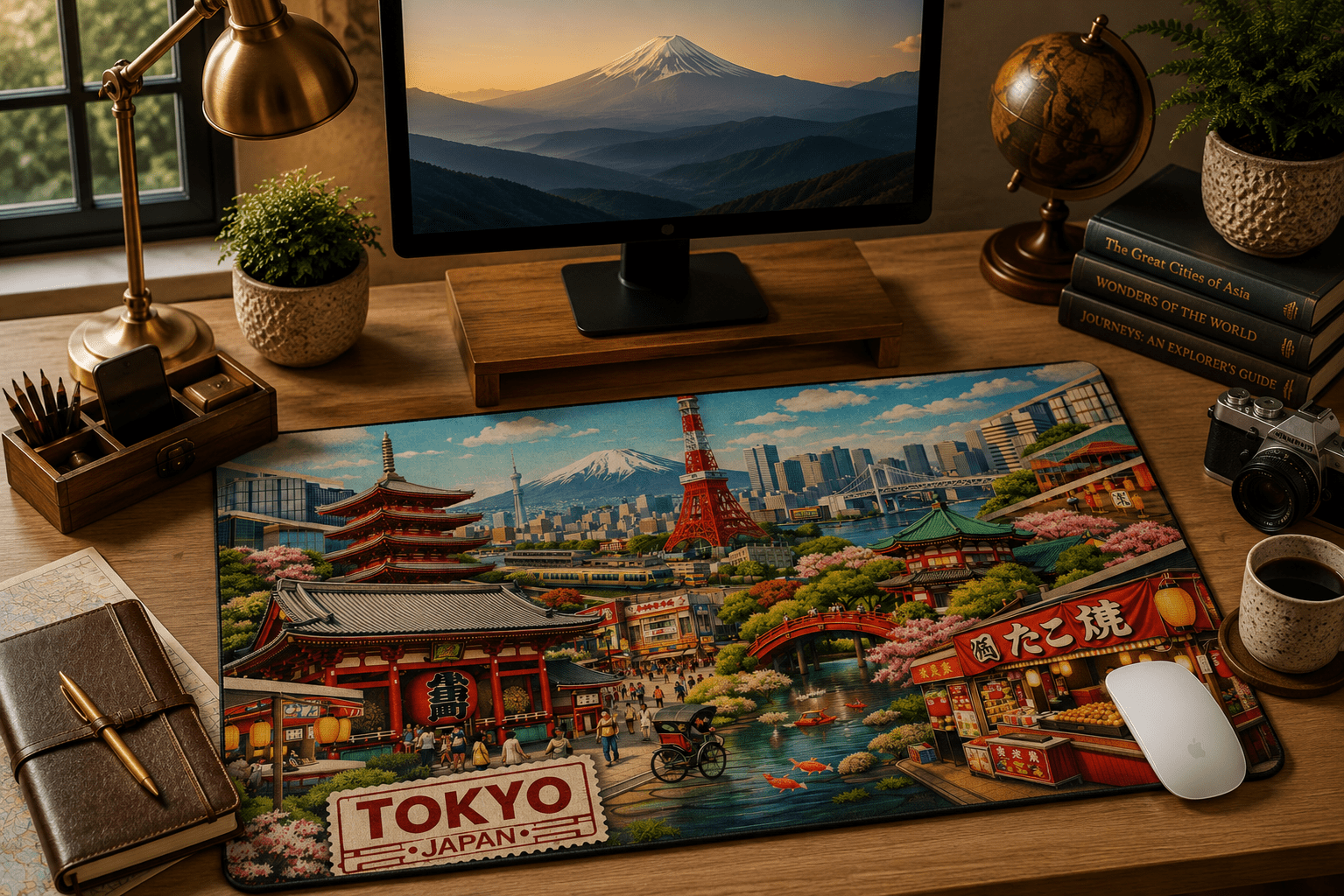 Tokyo Cityscape Desk Mat by Novelle & Co