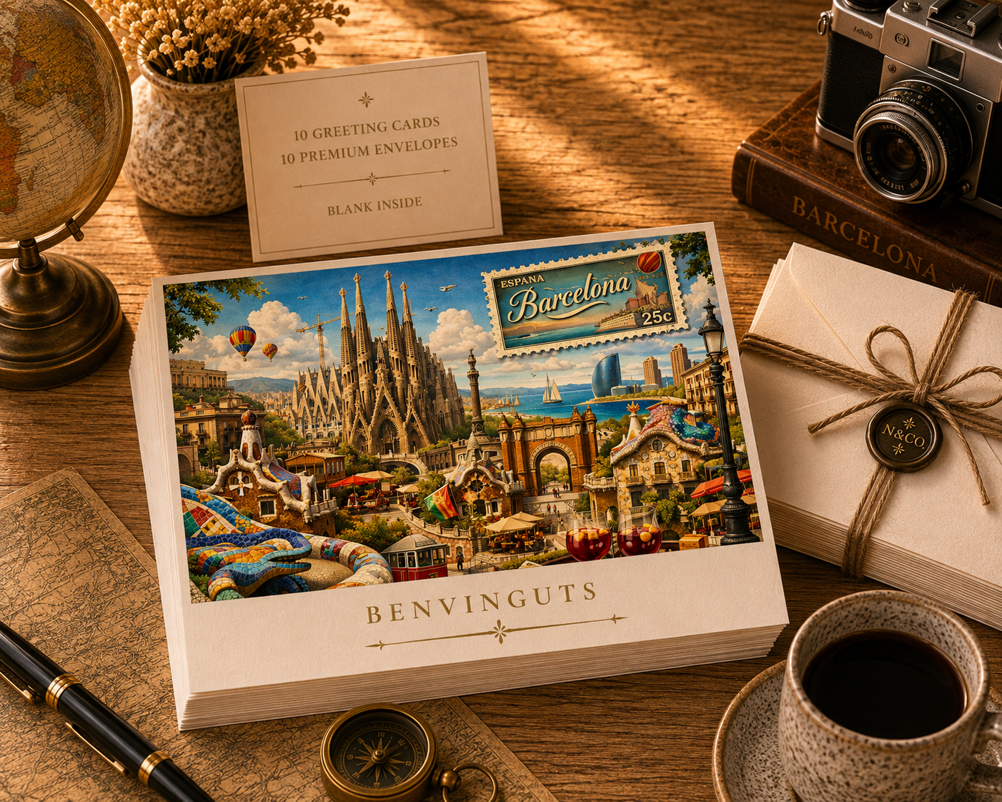 Barcelona Cityscape Greeting Card Set