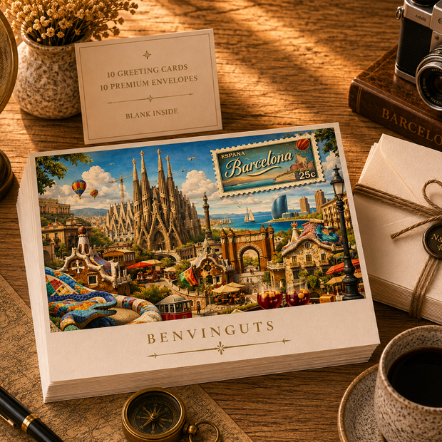 Barcelona Cityscape Greeting Card Set