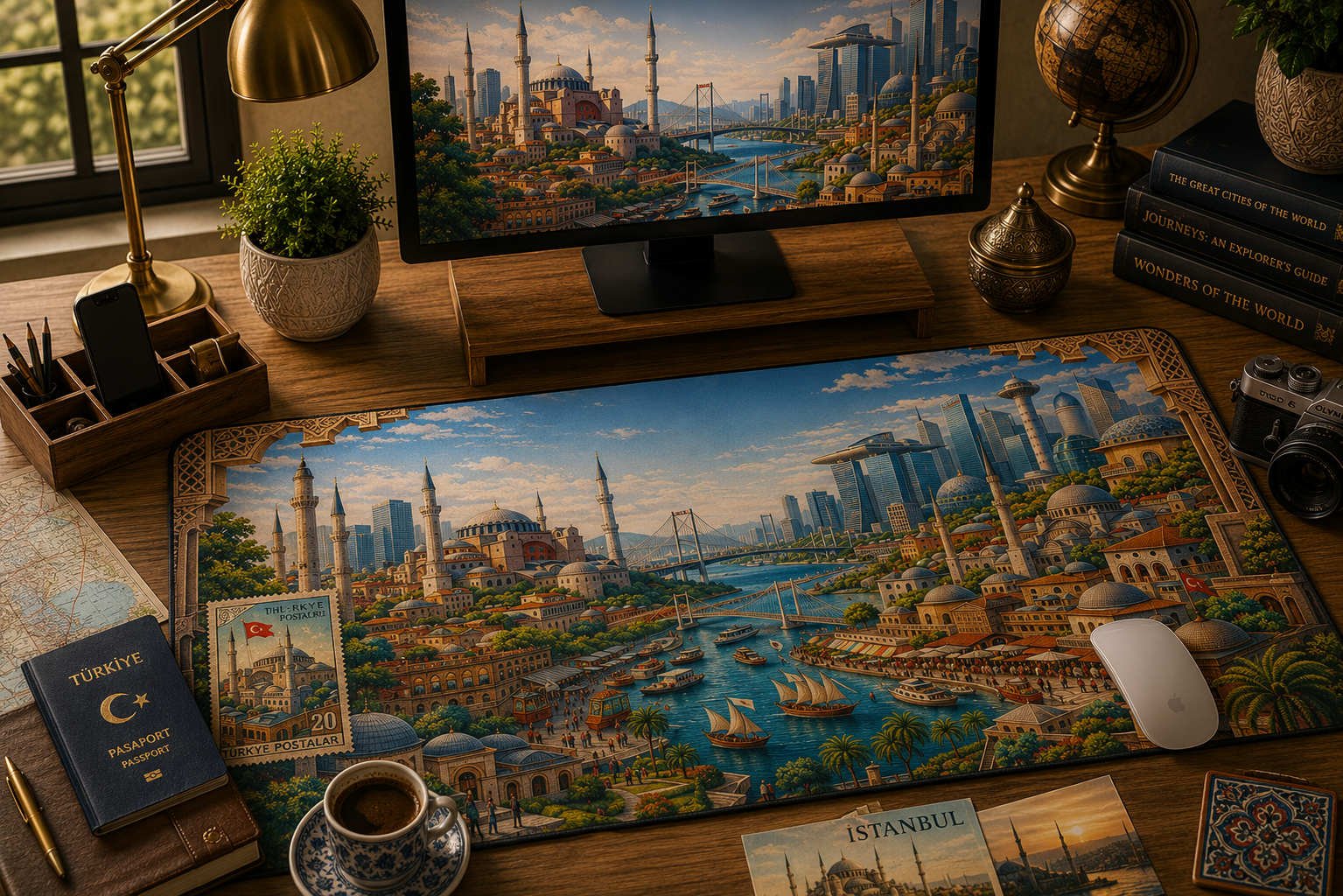 Istanbul Cityscape Desk Mat