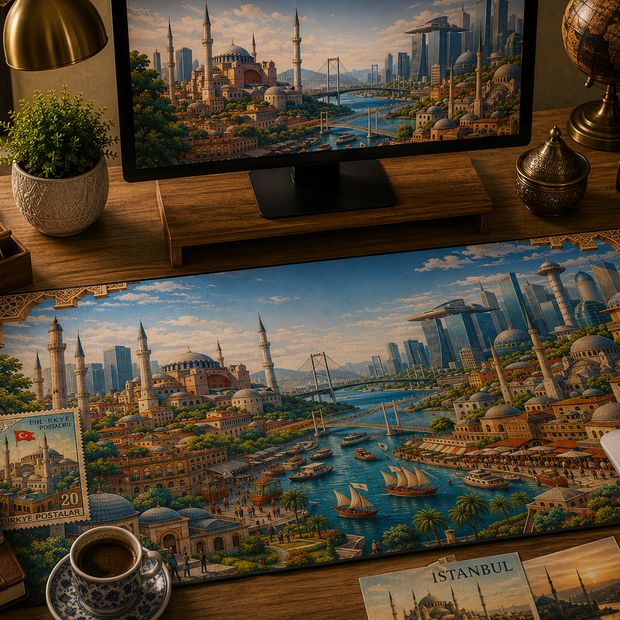 Istanbul Cityscape Desk Mat