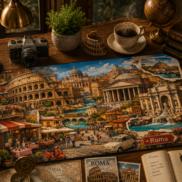 Rome Cityscape Desk Mat