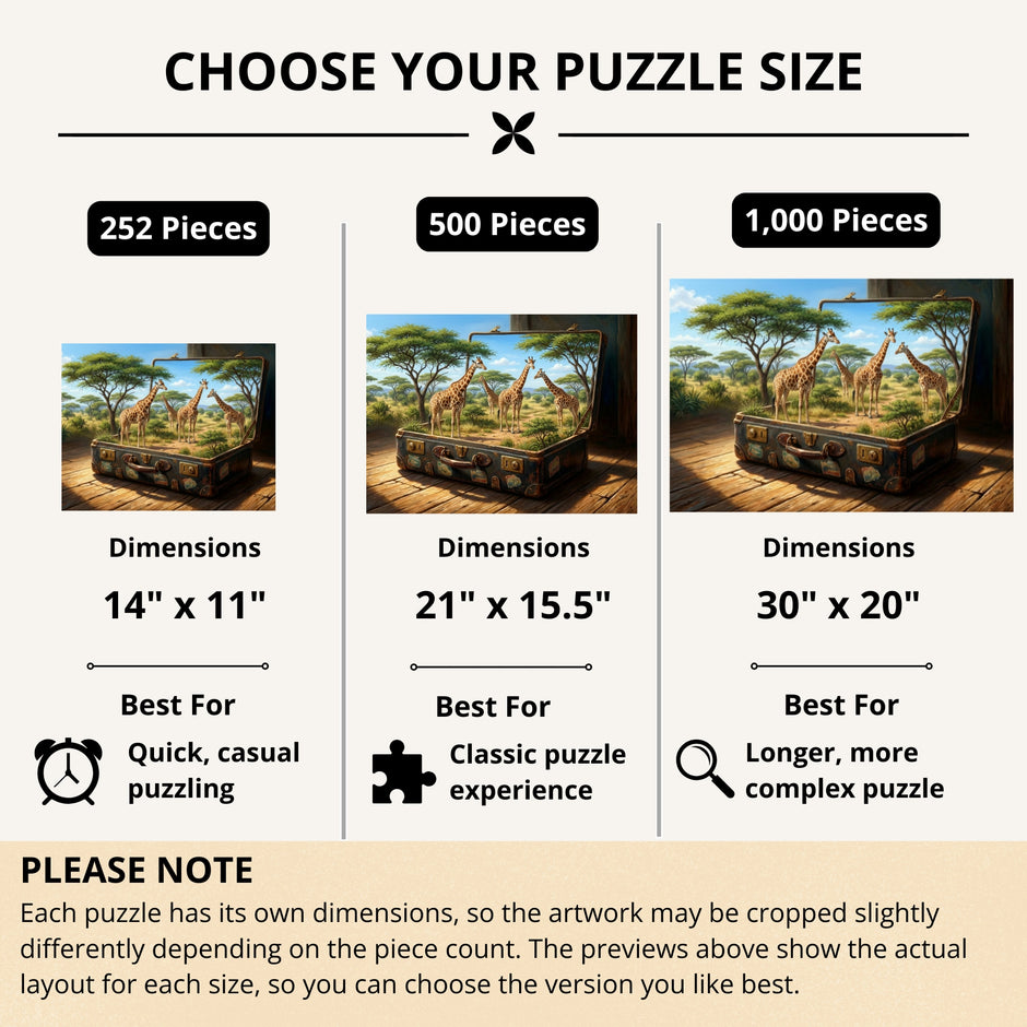 Golden Plains of Rwanda Puzzle Size Guide by Novelle & Co
