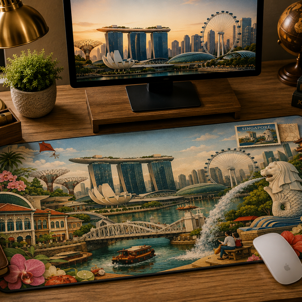Singapore Cityscape Desk Mat
