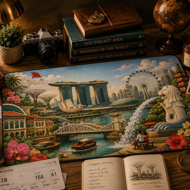Singapore Cityscape Desk Mat