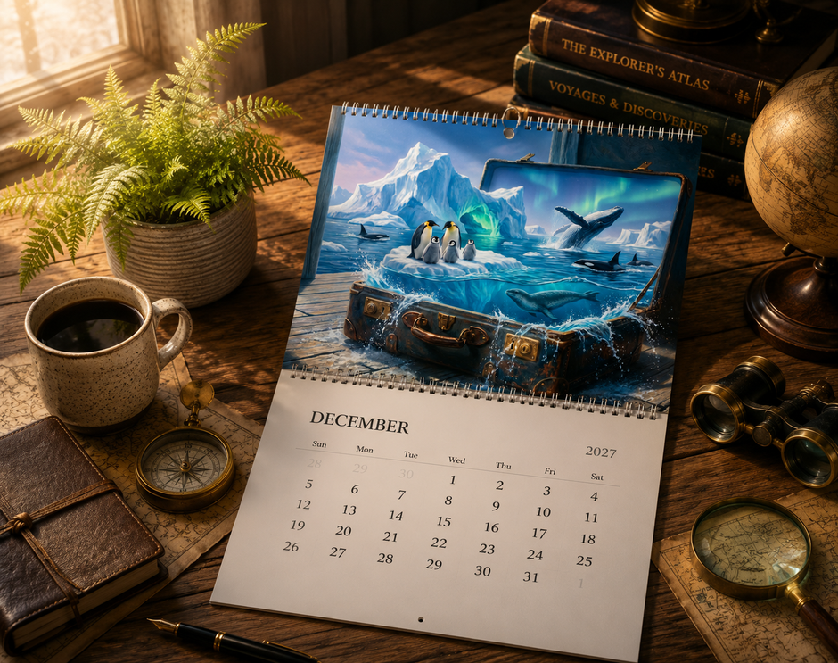 Suitcase Portals 2027 Wall Calendar