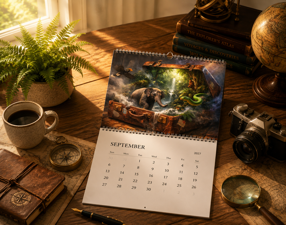 Suitcase Portals 2027 Wall Calendar