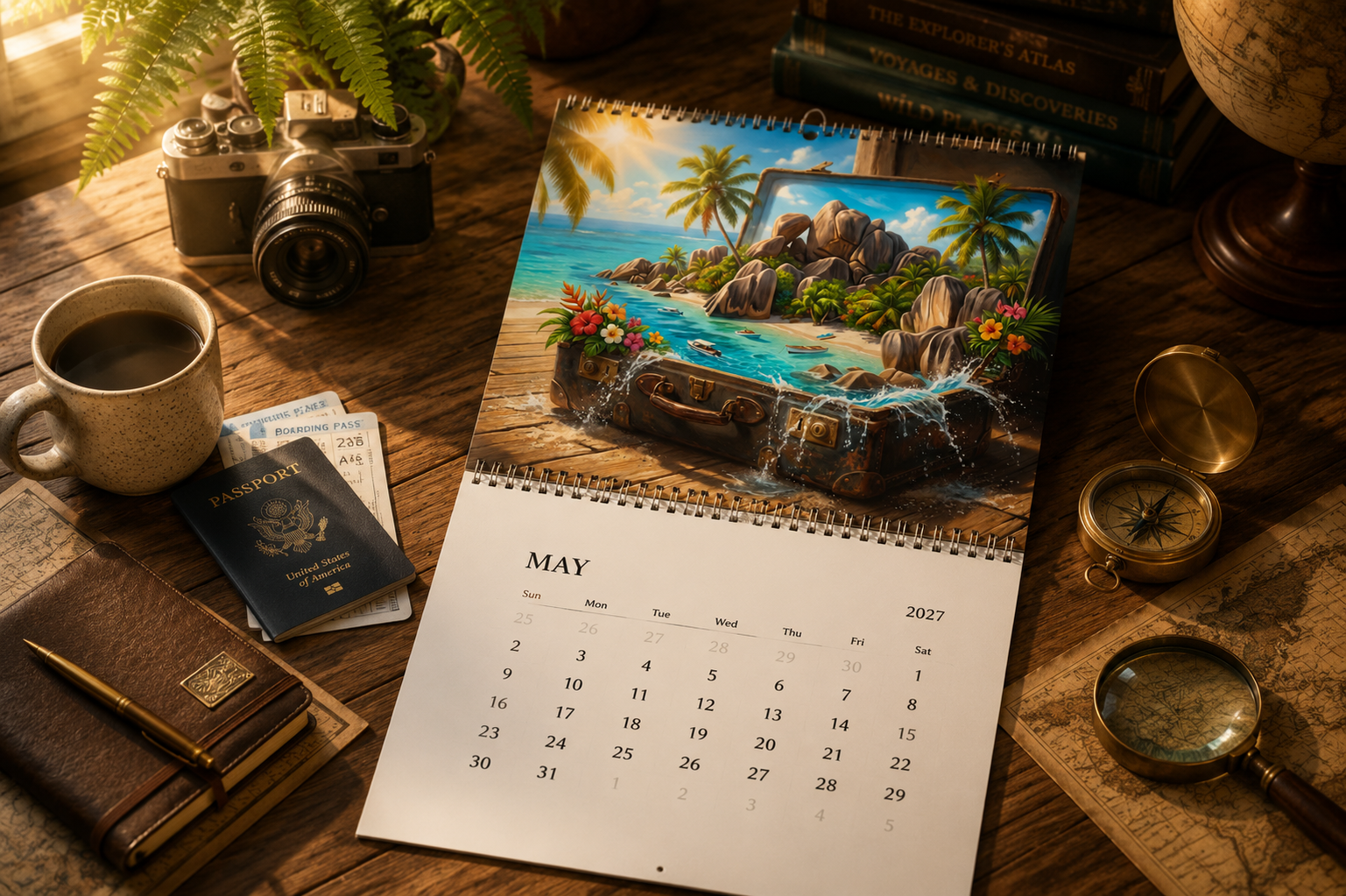 Suitcase Portals 2027 Wall Calendar