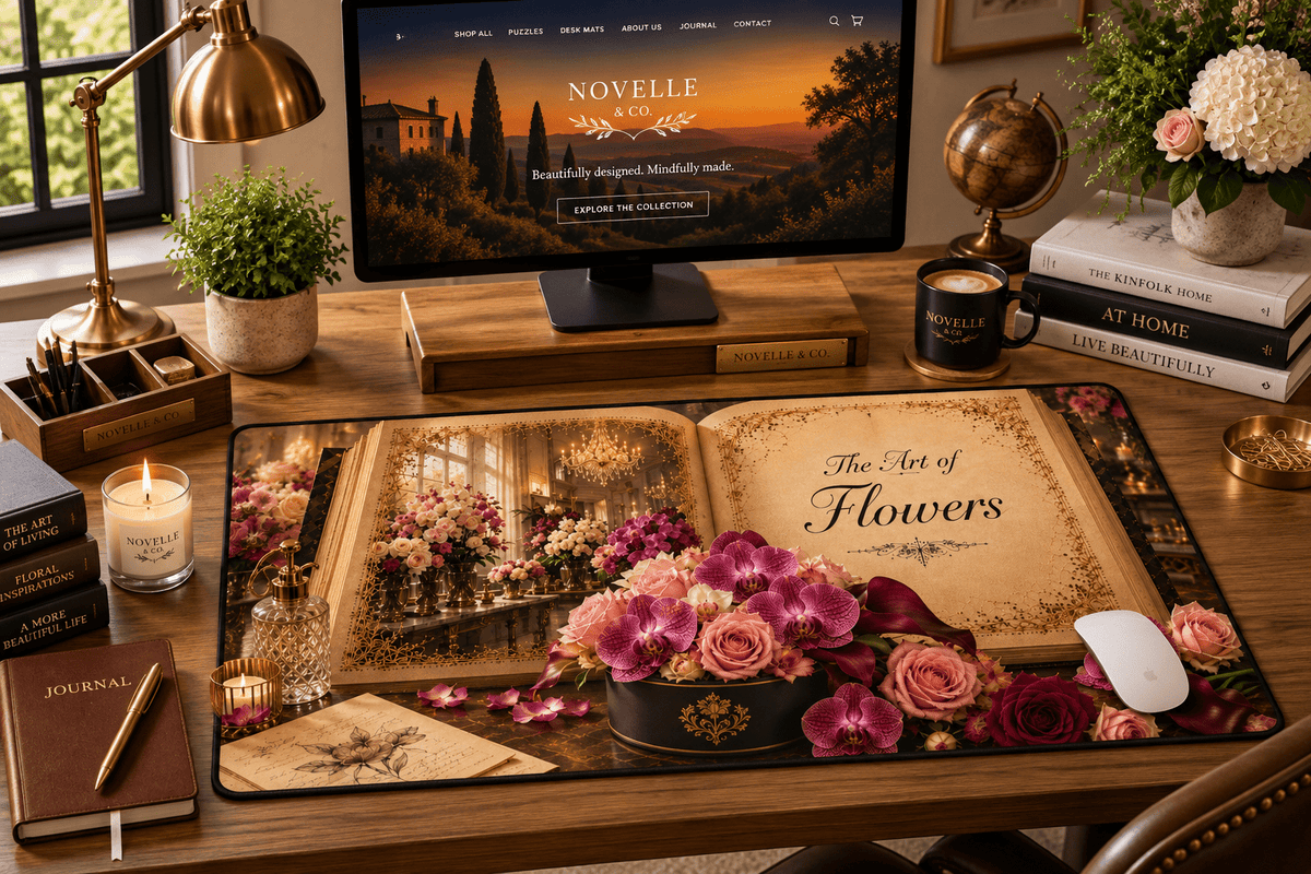 Art of Flowers Desk Mat by Novelle & Co