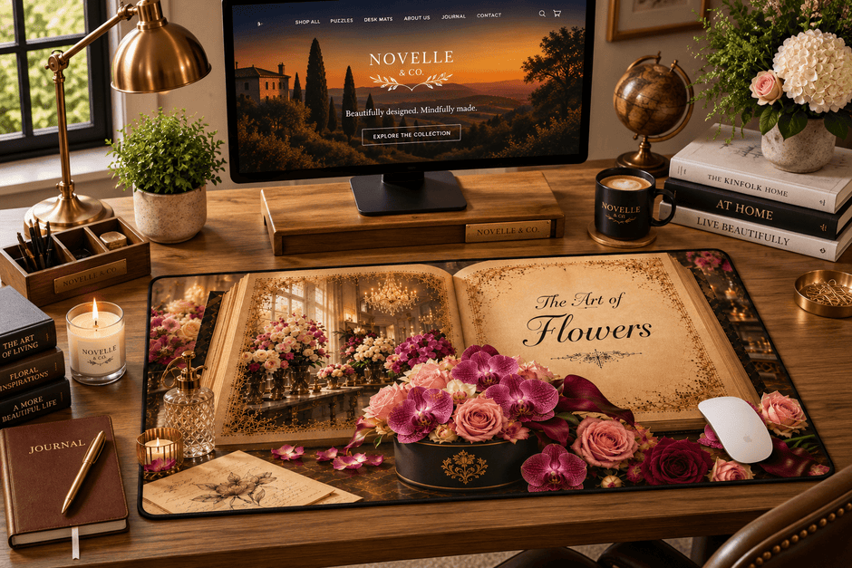 Art of Flowers Desk Mat by Novelle & Co