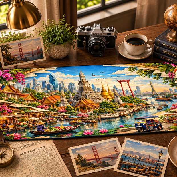 Bangkok Cityscape Desk Mat by Novelle & Co
