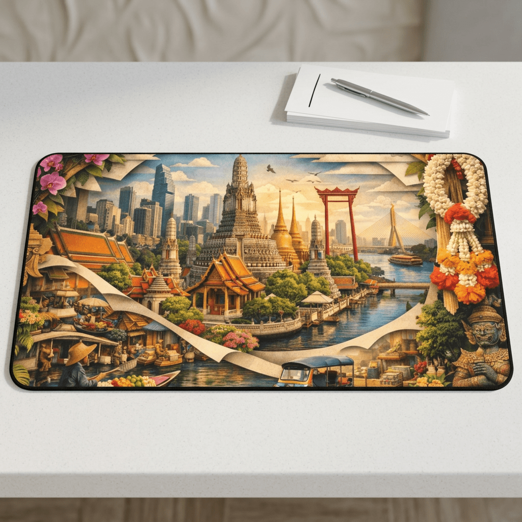 Bangkok Cityscape Desk Mat by Novelle & Co