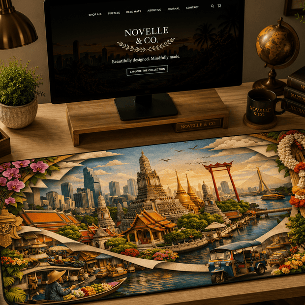 Bangkok Cityscape Desk Mat by Novelle & Co