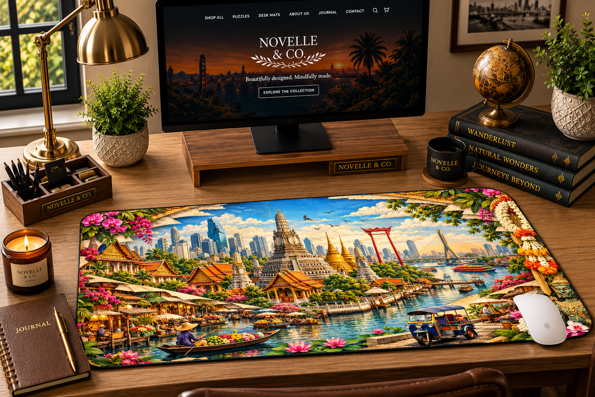 Bangkok Cityscape Desk Mat by Novelle & Co