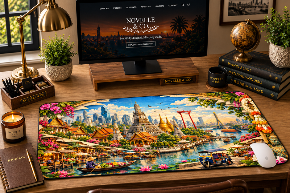 Bangkok Cityscape Desk Mat by Novelle & Co
