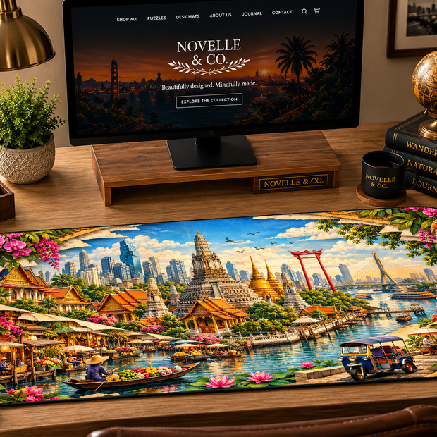 Bangkok Cityscape Desk Mat by Novelle & Co
