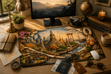Bangkok Cityscape Desk Mat by Novelle & Co