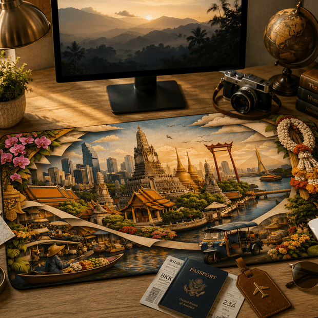 Bangkok Cityscape Desk Mat by Novelle & Co