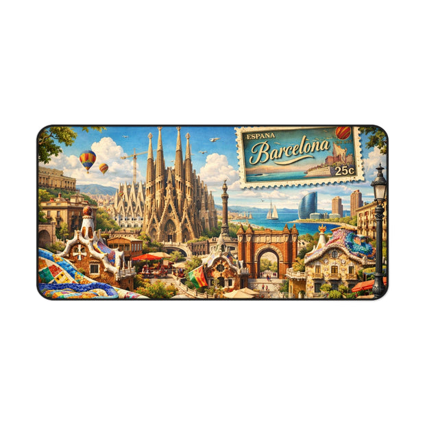 Barcelona Cityscape Desk Mat by Novelle & Co