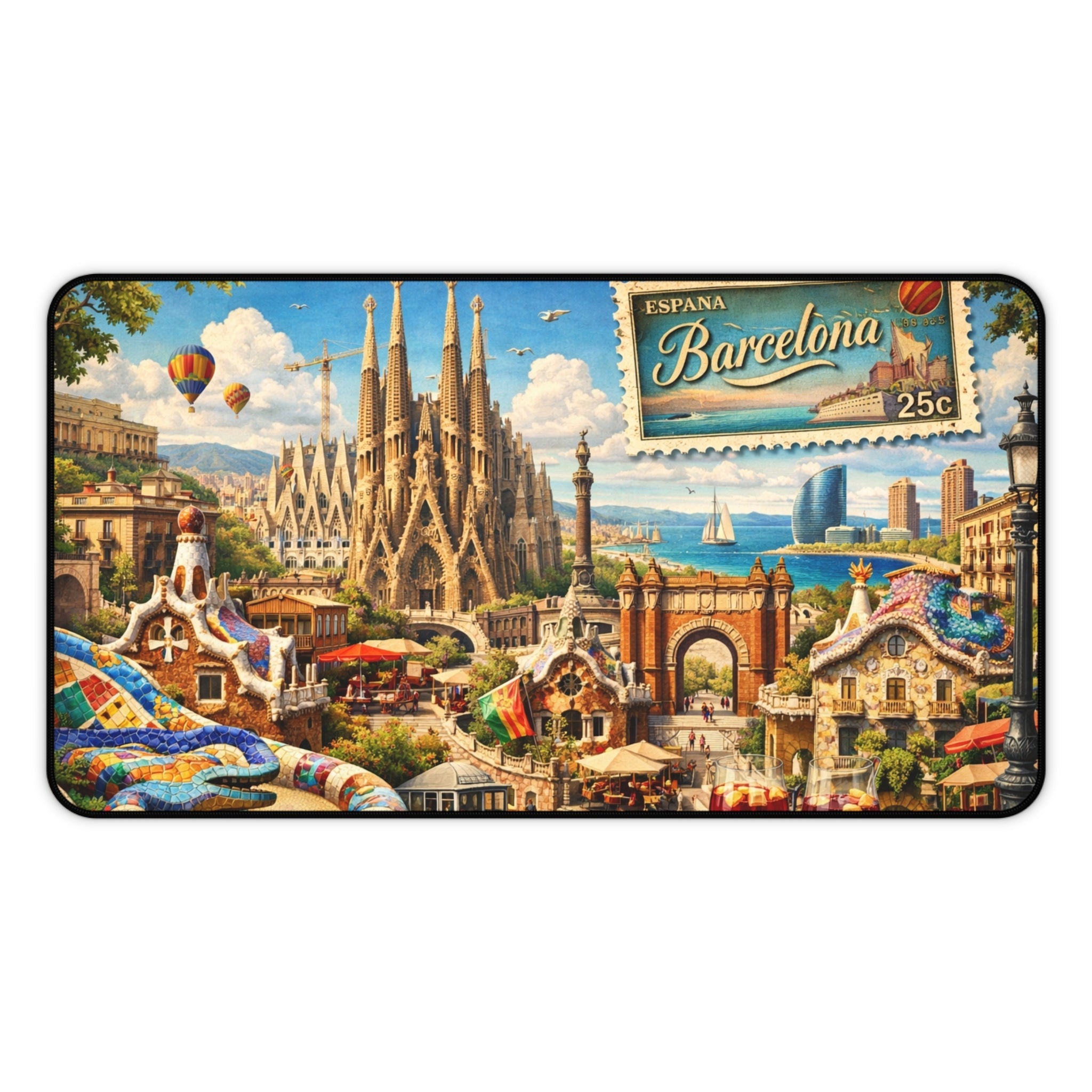 Barcelona Cityscape Desk Mat by Novelle & Co