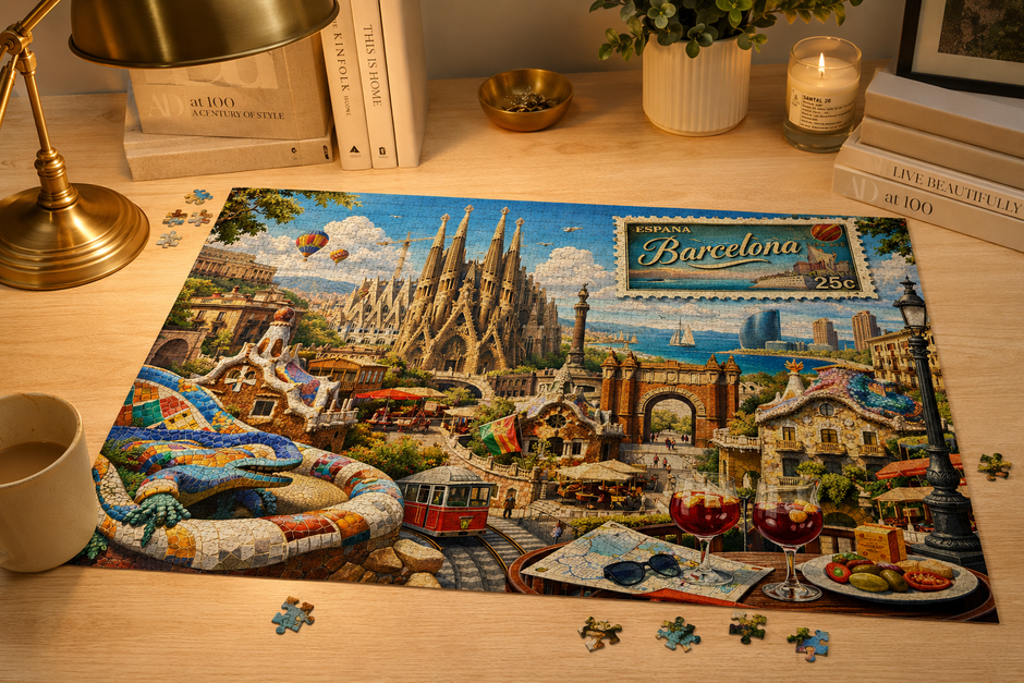 Barcelona Cityscape Puzzle by Novelle & Co
