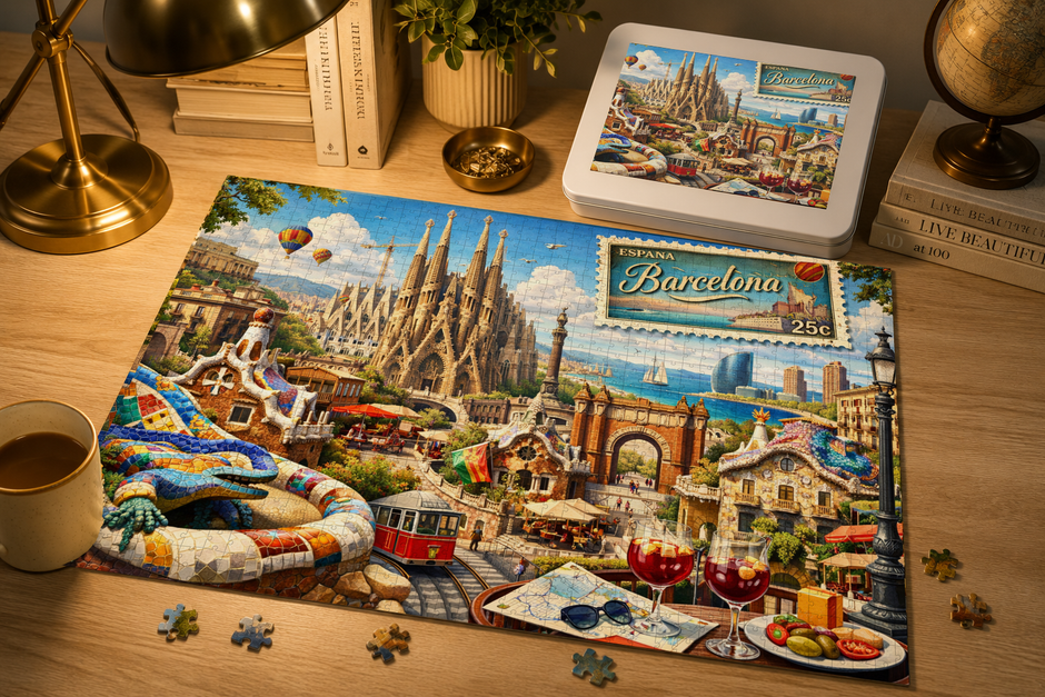Barcelona Cityscape Puzzle by Novelle & Co