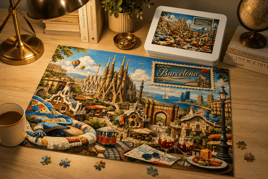 Barcelona Cityscape Puzzle by Novelle & Co