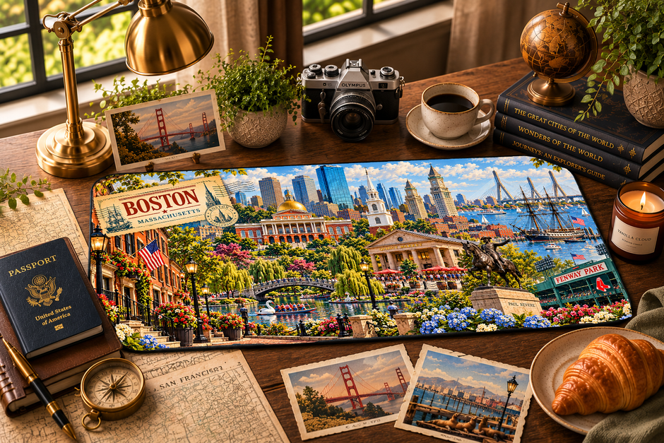 Boston Cityscape Desk Mat by Novelle & Co