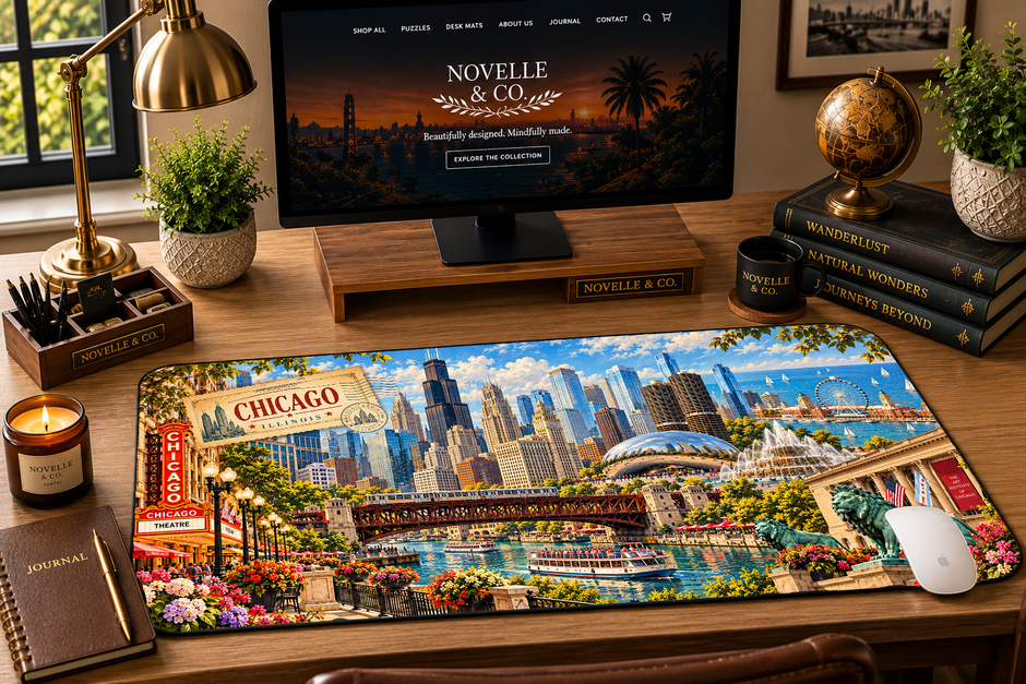 Chicago Cityscape Desk Mat by Novelle & Co