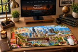 Chicago Cityscape Desk Mat by Novelle & Co