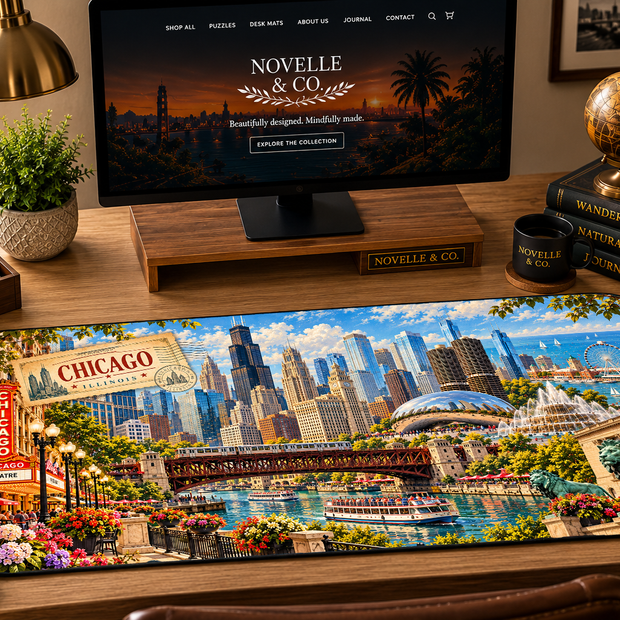 Chicago Cityscape Desk Mat by Novelle & Co