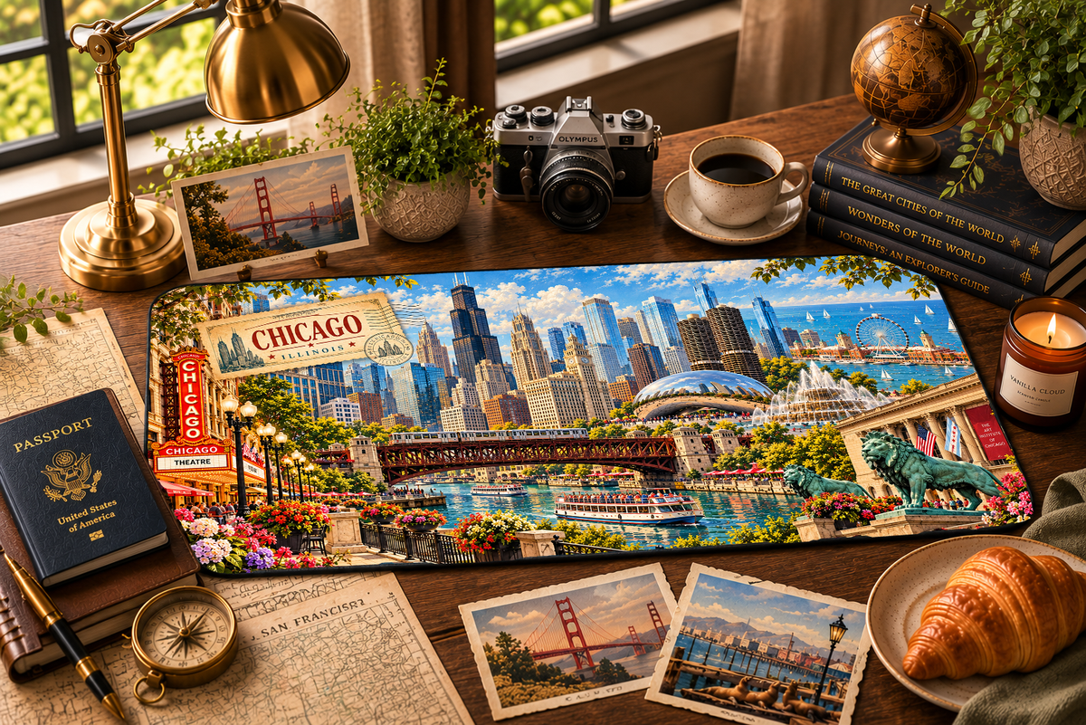 Chicago Cityscape Desk Mat by Novelle & Co