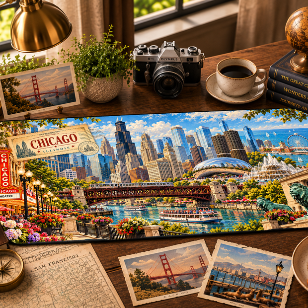 Chicago Cityscape Desk Mat by Novelle & Co