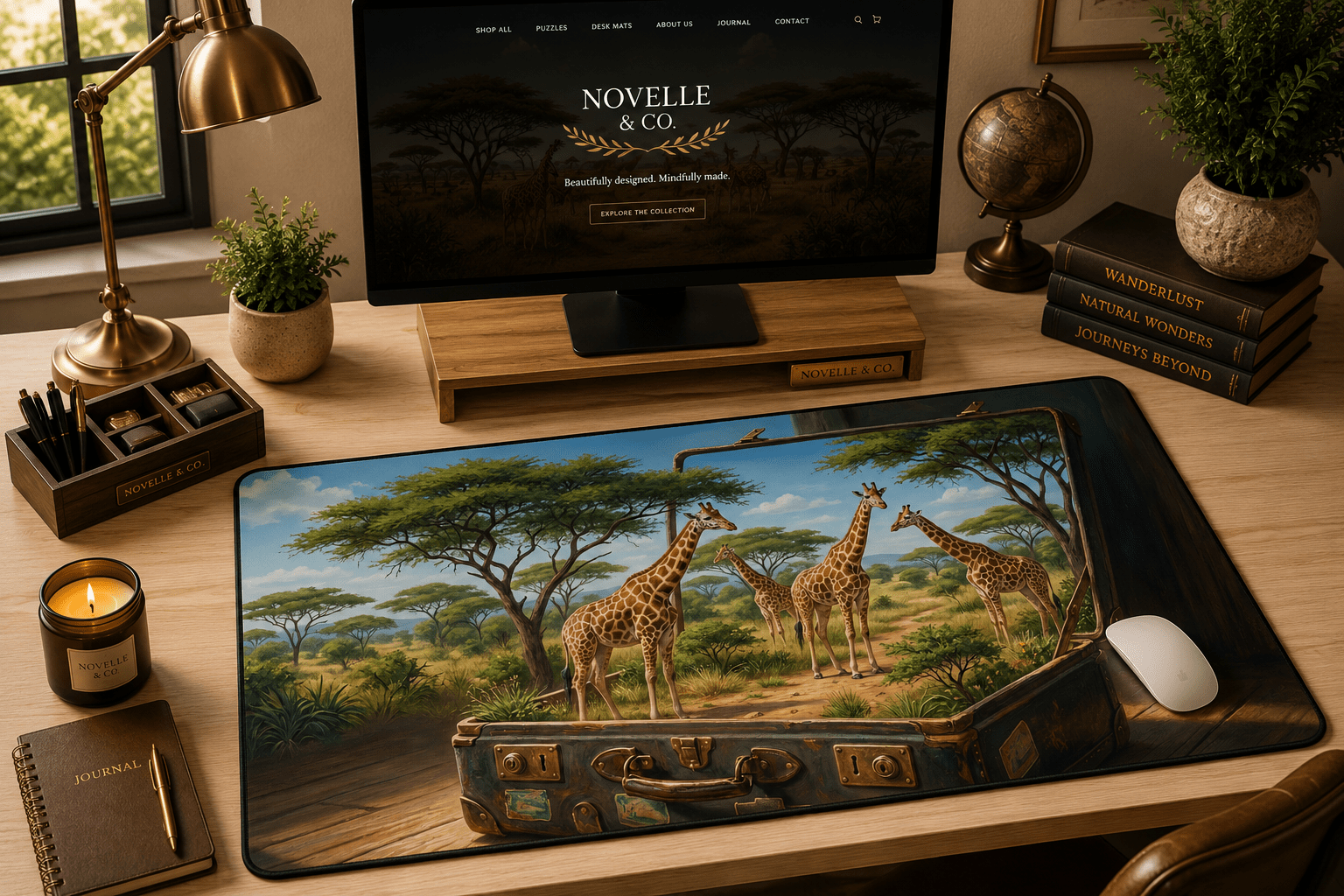 Golden Plains of Rwanda Desk Mat. by Novelle & Co