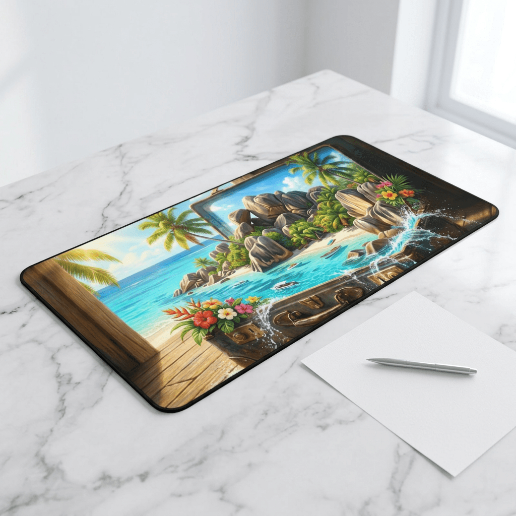 Hidden Isles of the Seychelles Desk Mat by Novelle & Co