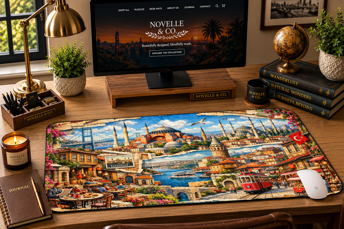 Istanbul Cityscape Desk Mat by Novelle & Co