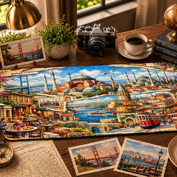 Istanbul Cityscape Desk Mat by Novelle & Co