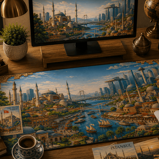 Istanbul Cityscape Desk Mat by Novelle & Co