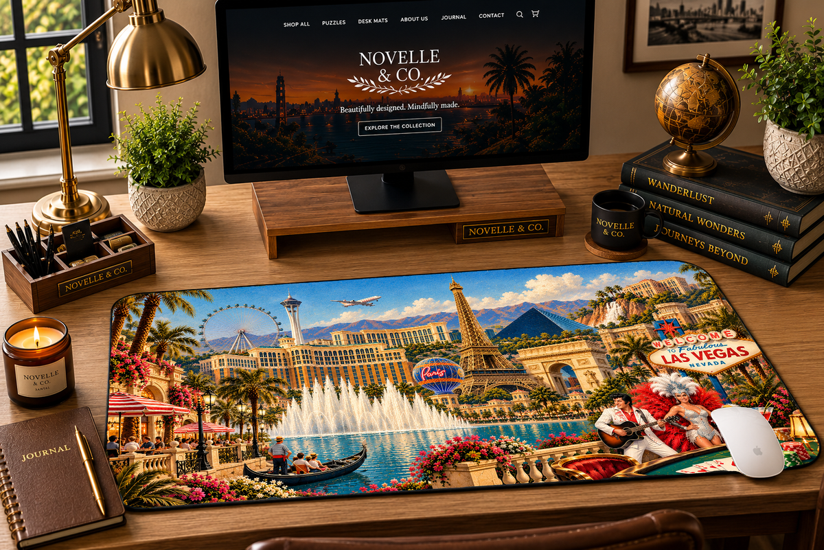 Las Vegas Cityscape Desk Mat by Novelle & Co