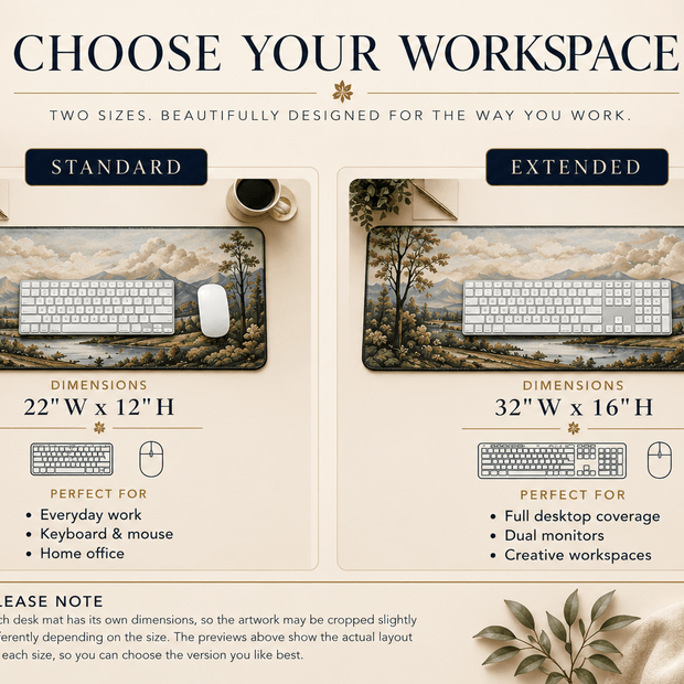 Novelle & Co Desk Mat Size Guide