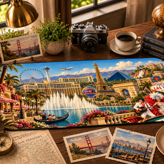Las Vegas Cityscape Desk Mat by Novelle & Co