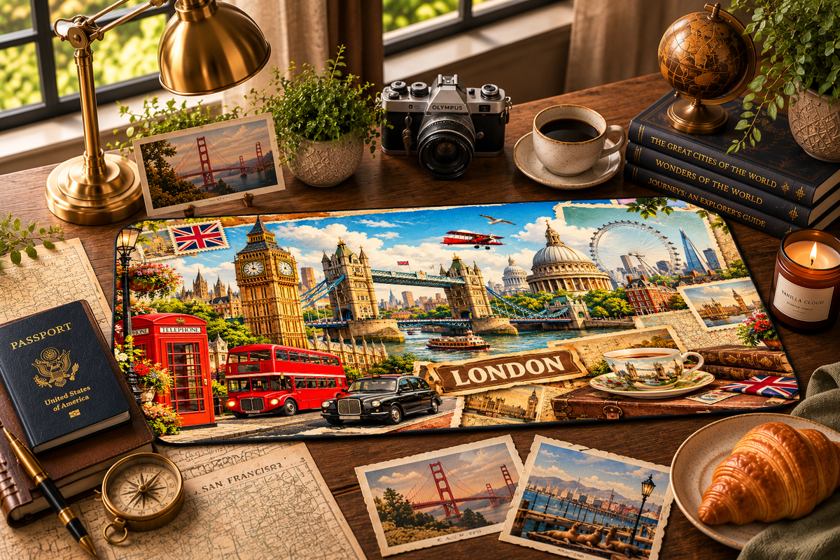 London Cityscape Desk Mat by Novelle & Co