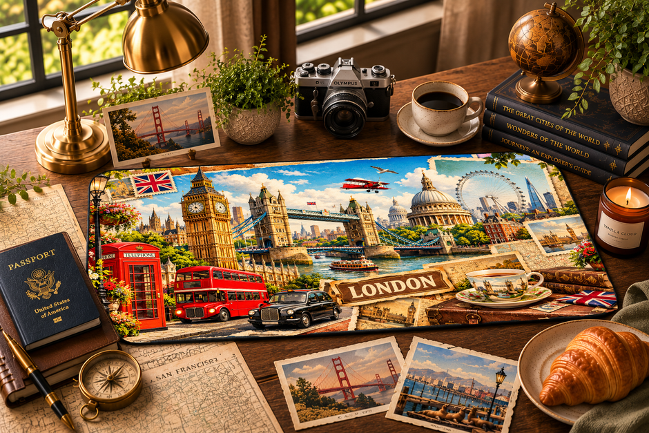 London Cityscape Desk Mat by Novelle & Co