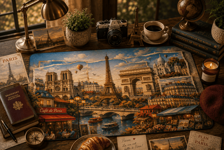 Paris Cityscape Desk Mat by Novelle & Co