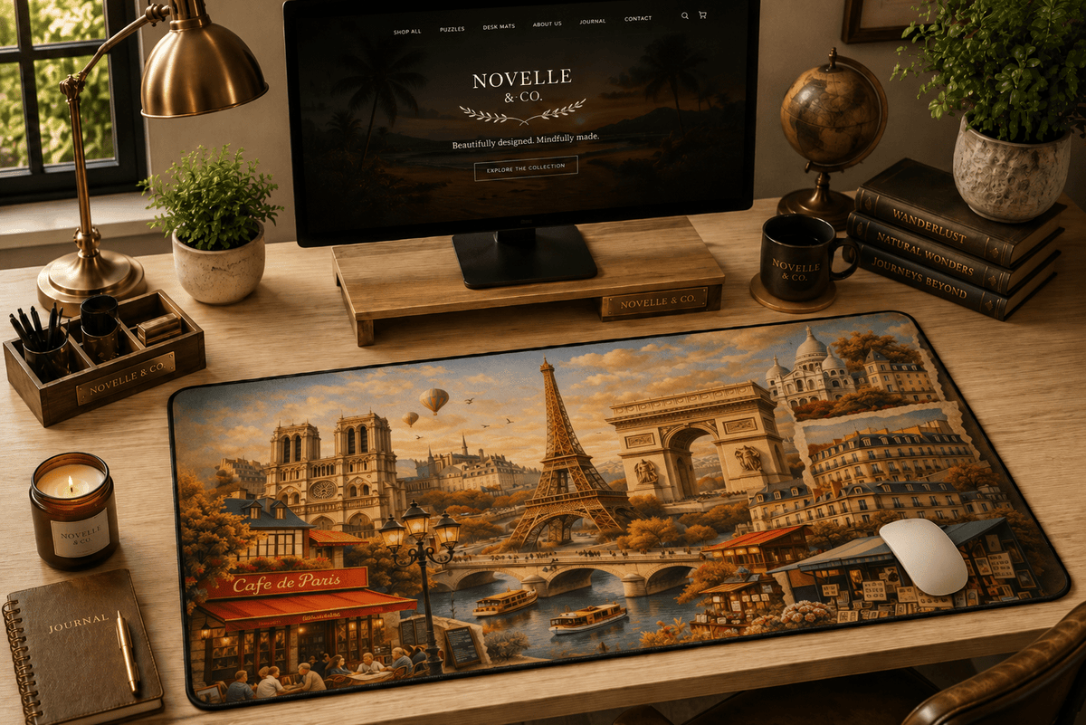 Paris Cityscape Desk Mat by Novelle & Co