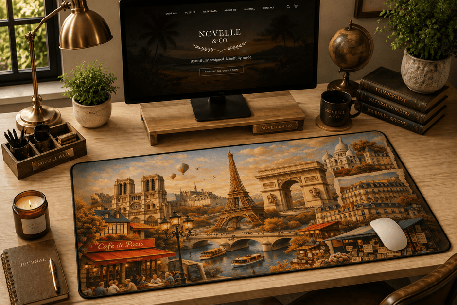 Paris Cityscape Desk Mat by Novelle & Co