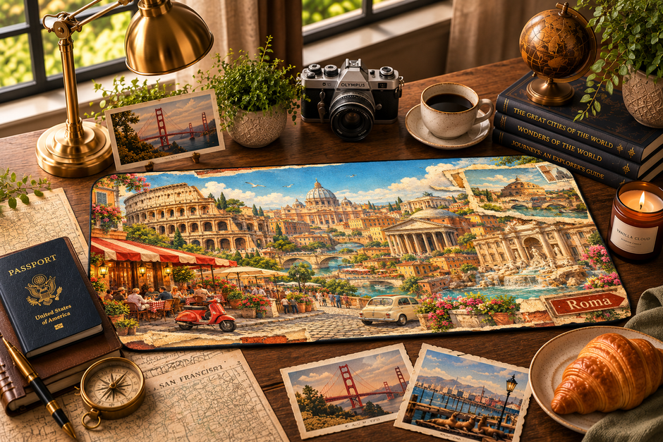 Rome Cityscape Desk Mat by Novelle & Co