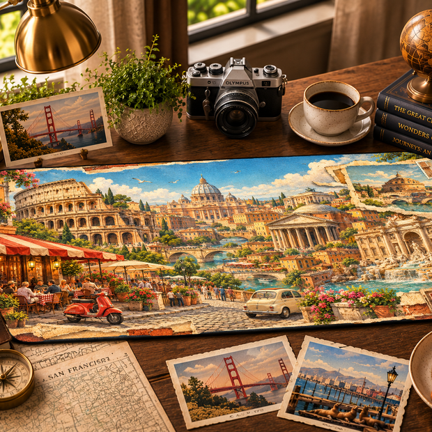Rome Cityscape Desk Mat by Novelle & Co