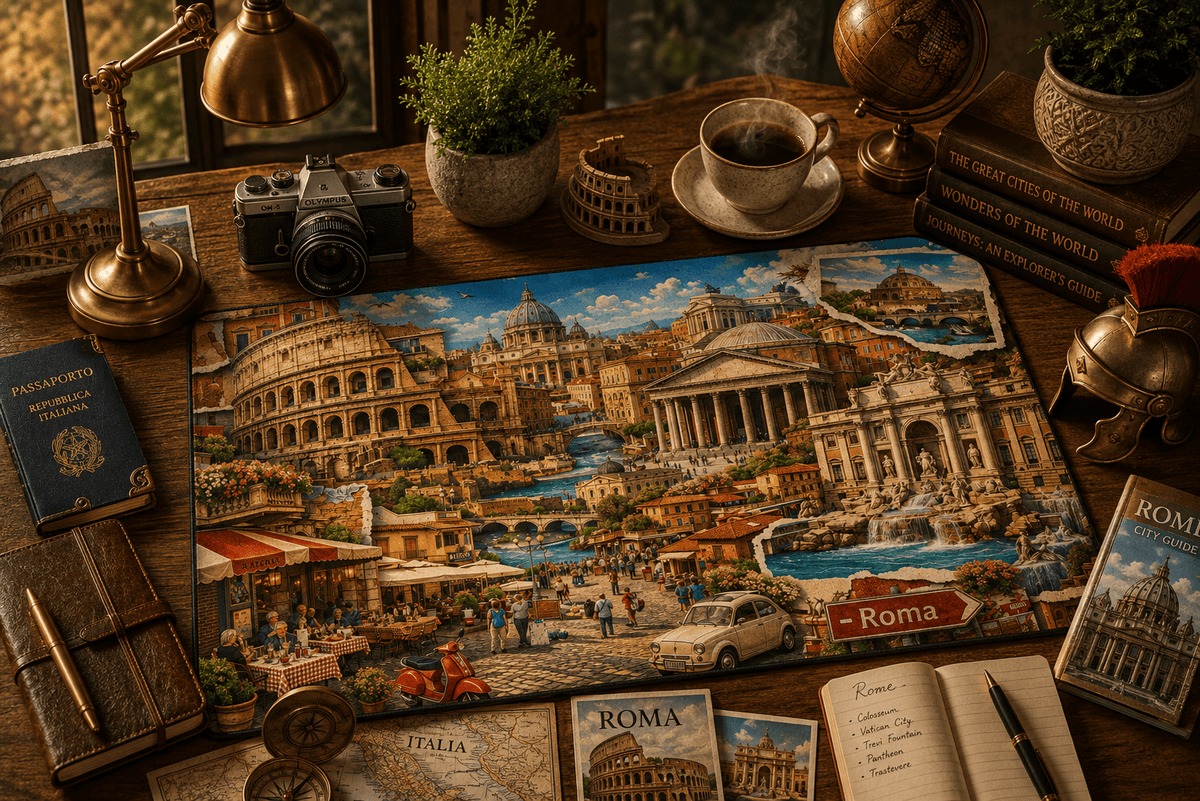 Rome Cityscape Desk Mat by Novelle & Co