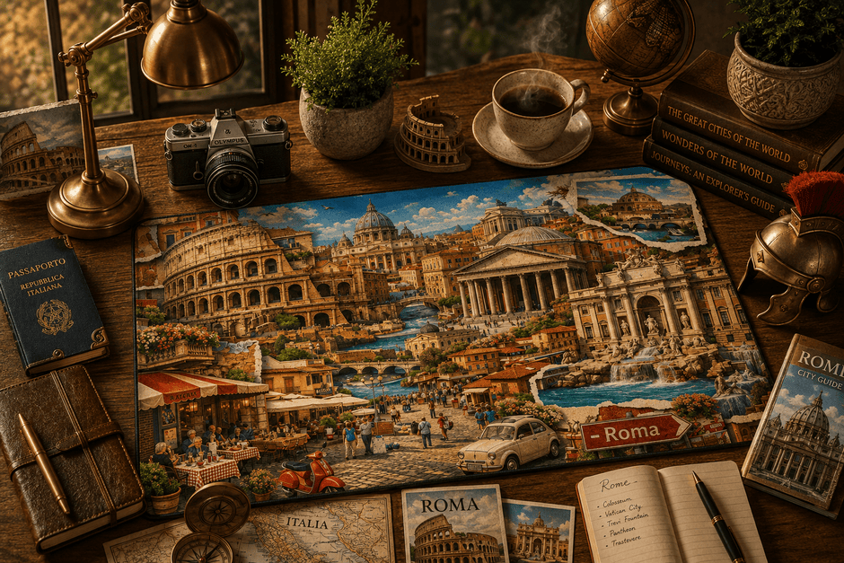 Rome Cityscape Desk Mat by Novelle & Co